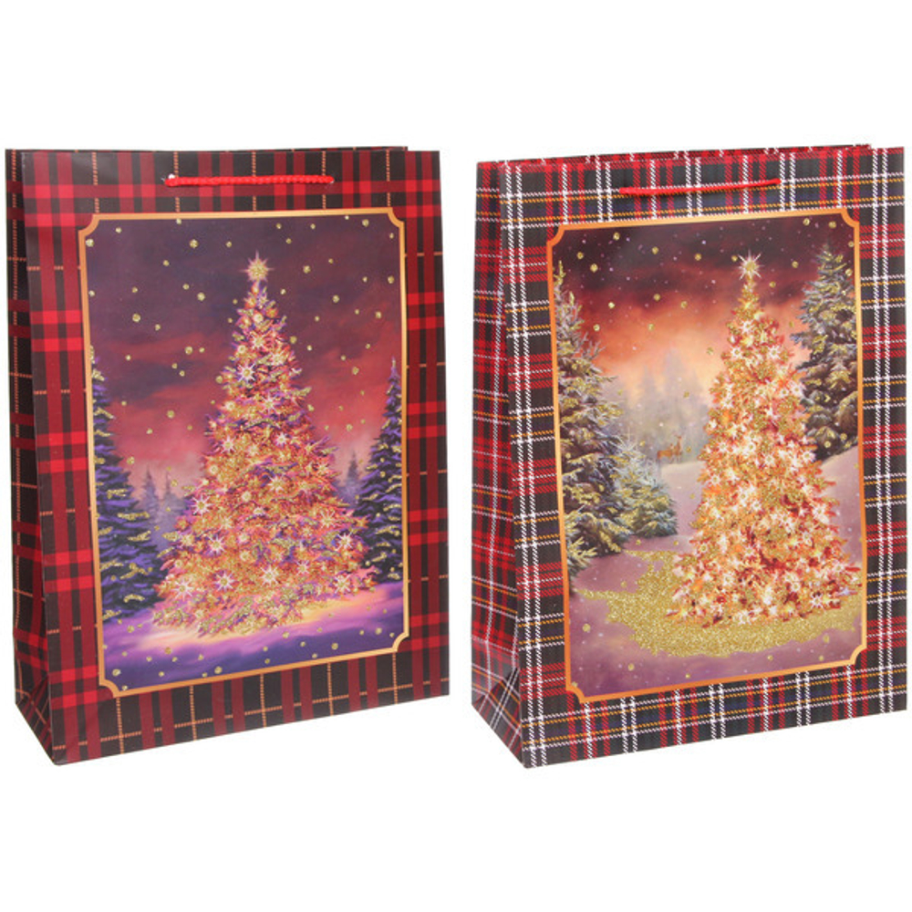 Пакет подарочный «Искристая ёлочка» 31*42*12 см, микс