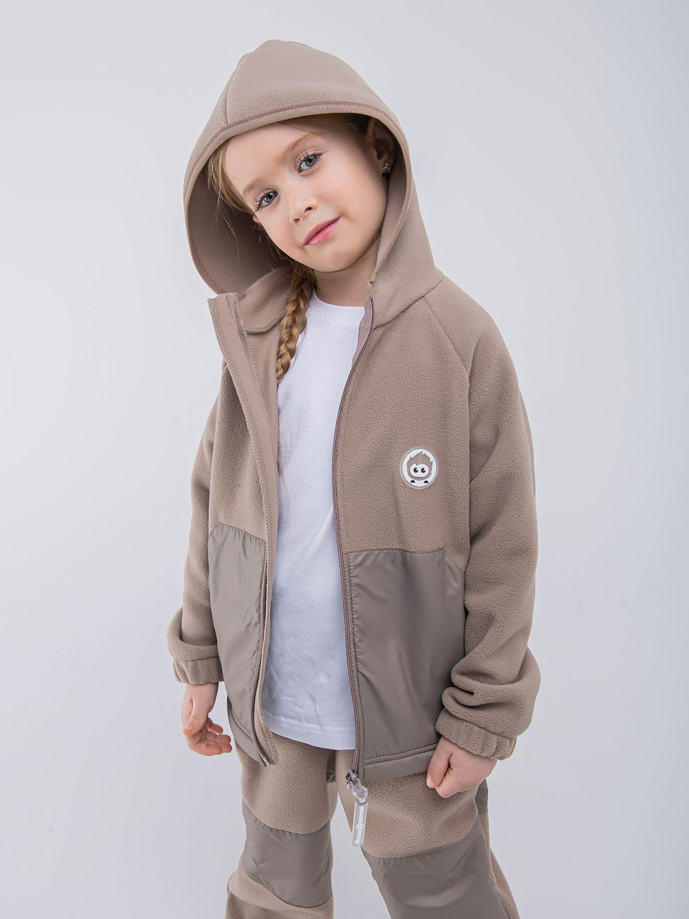 Костюм флисовый со вставками "Кофейный"