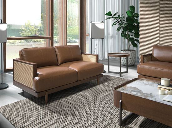 Диван 2-х местный 6176/KF8031-2P-M2731 из коричневой кожи