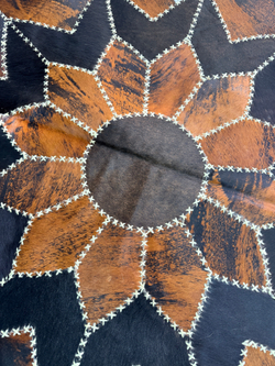 Ковер круглый натуральный на пол / Телячья шкура / 140см