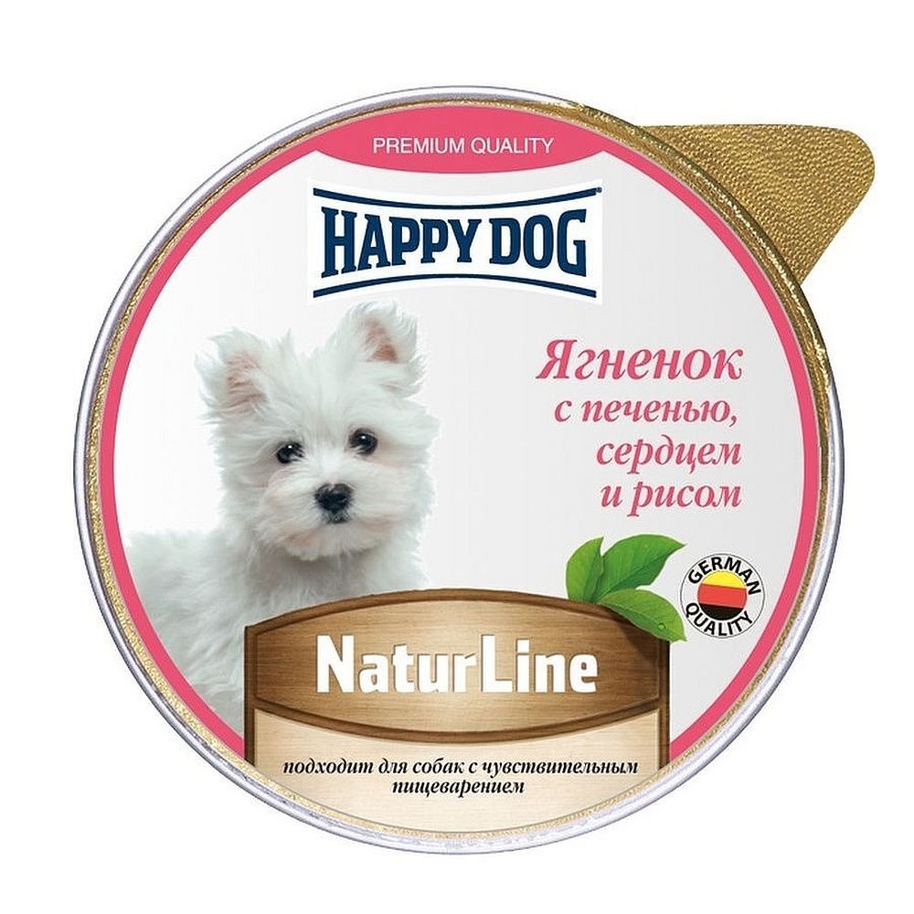 Happy Dog Natur Line паштет с Ягненком, печенью, сердцем и рисом 125г