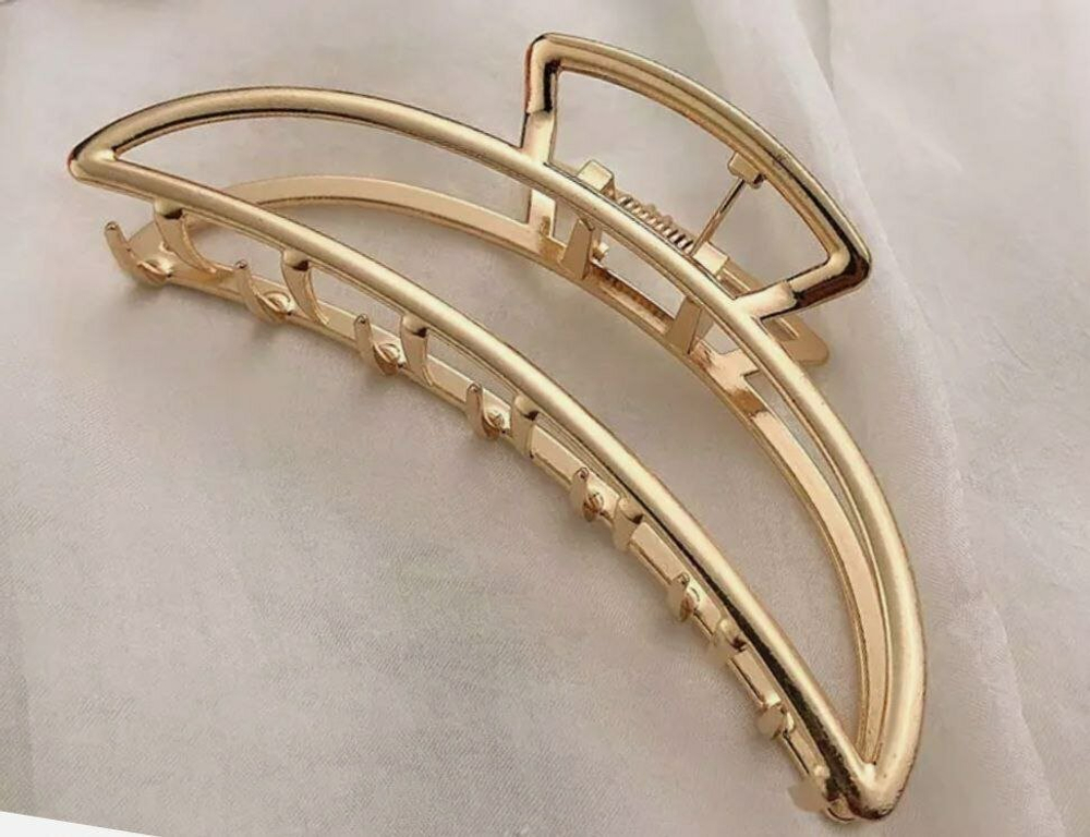 Заколка-краб для волос. Заколка  Классическая для все типов вопрос. Усиленная. Классик. Цвет золото