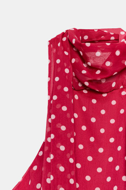 ZARA АСИММЕТРИЧНЫЙ ТОП В ГОРОШЕК, КРАСНЫЙ