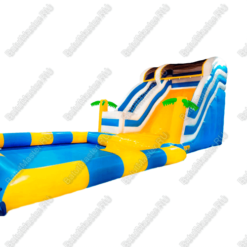 Надувной водный батут с бассейном «Пляжный оазис», 13*6*6 м