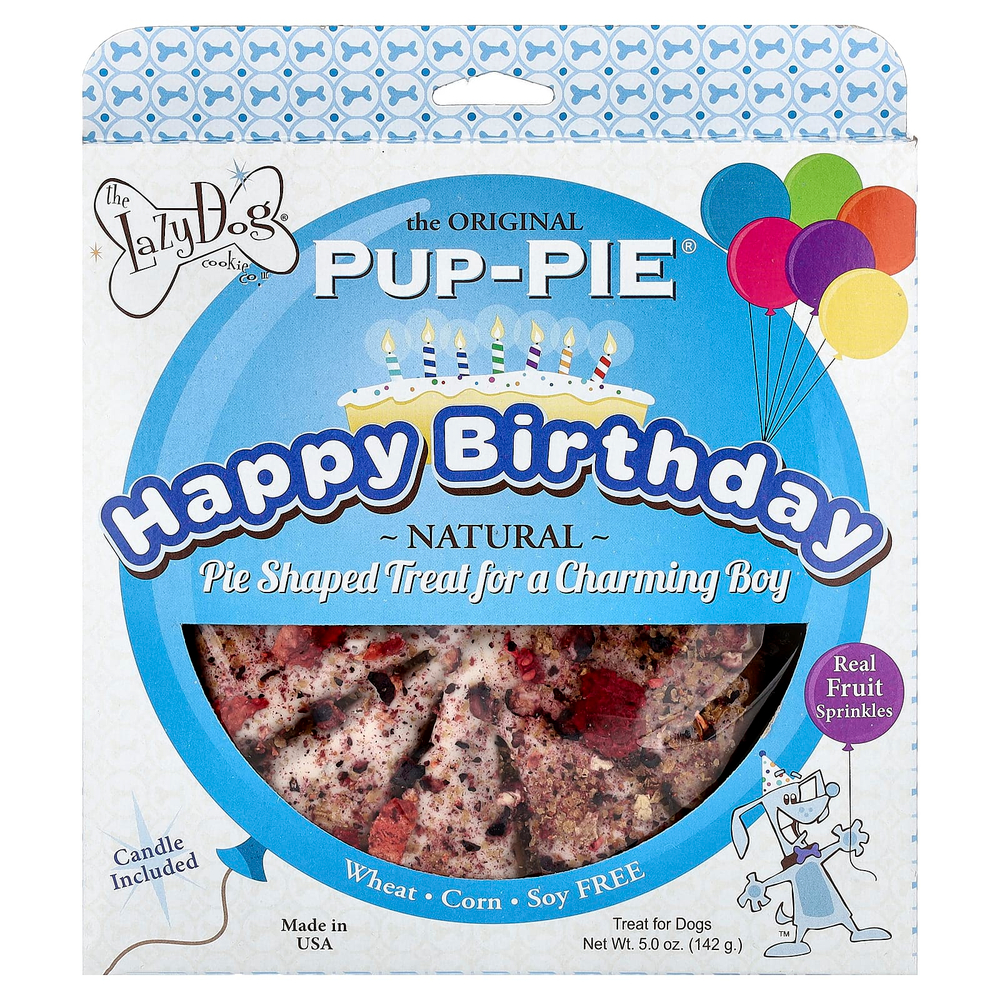 Lazy Dog Cookie, Pup-Pie®, лакомство для собак, с Днем рождения, очаровательный малыш, 142 г (5 унций)