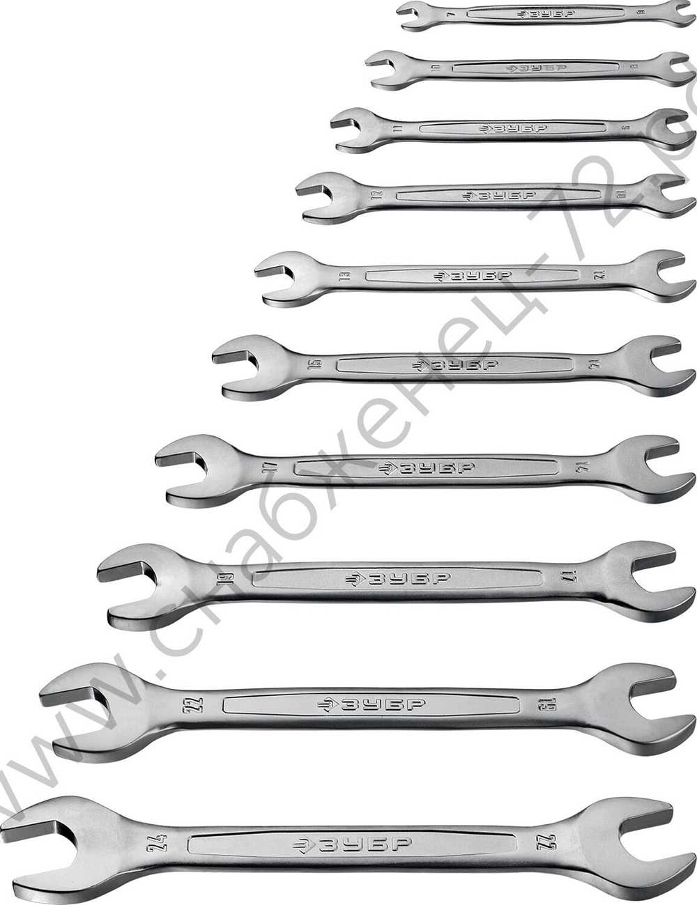 ЗУБР 10 шт, 6 - 24 мм, набор рожковых гаечных ключей, Профессионал (27010-H10)