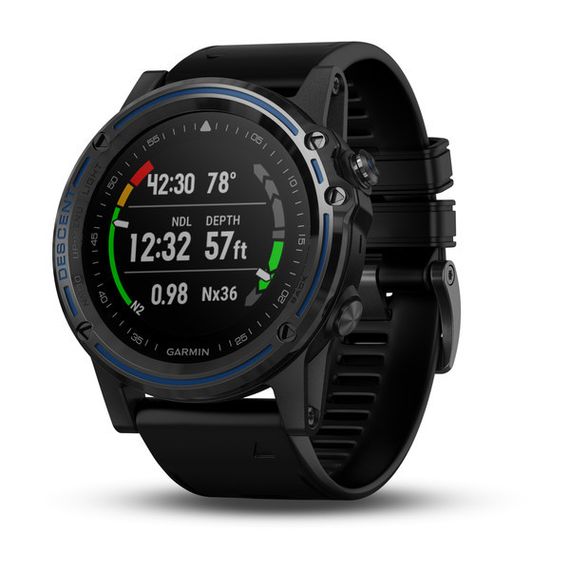 Умные часы - дайвинг компьютер Garmin Descent Mk1 Sapphire серые с черным силиконовым ремешком