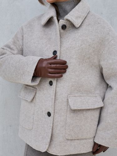 Короткая шерстяная куртка-пальто в цвете капучино