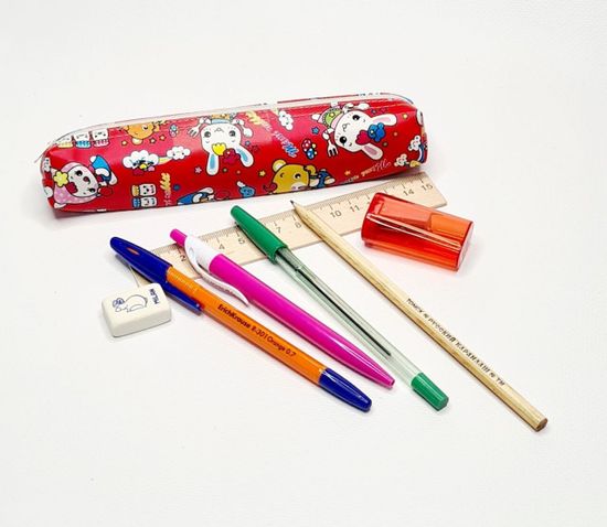 Пенал школьный с наполнением, 7 предметов