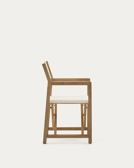 Складной стул Vilara для улицы из акации и ткани белого цвета