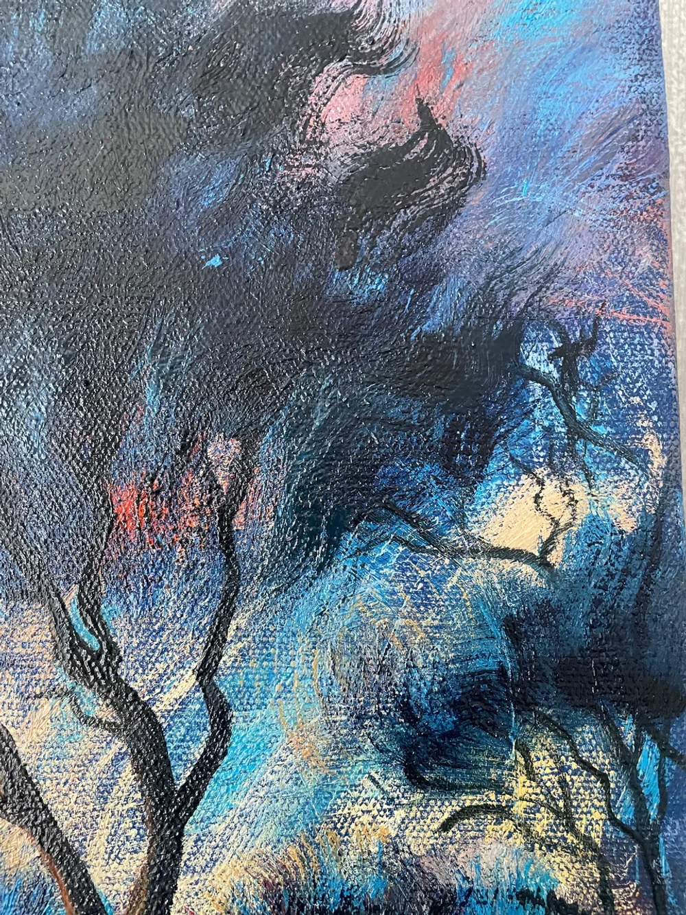 Картина маслом на холсте "Солнце и Луна" 70х110 см. Деревянный подрамник. Художник Наталия Осадчук