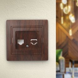 Розетка Intro Plano 1-303-10 информационная RJ45, IP20, СУ, венге