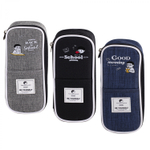 Пенал - косметичка Alingar, ткань, молния, 1 откидная планка, боковой мини-карман, 215 х 75 х 40 мм, "BE YOURSELF", микс (черн, синий, серый)