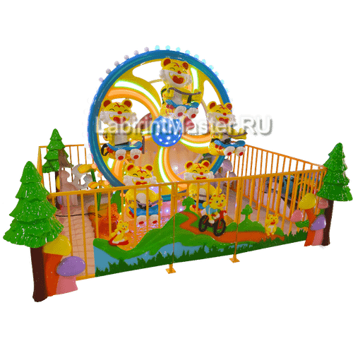 Электрическая Аттракцион карусель «Веселые тигрята», 3,6×2,8×2,7 м