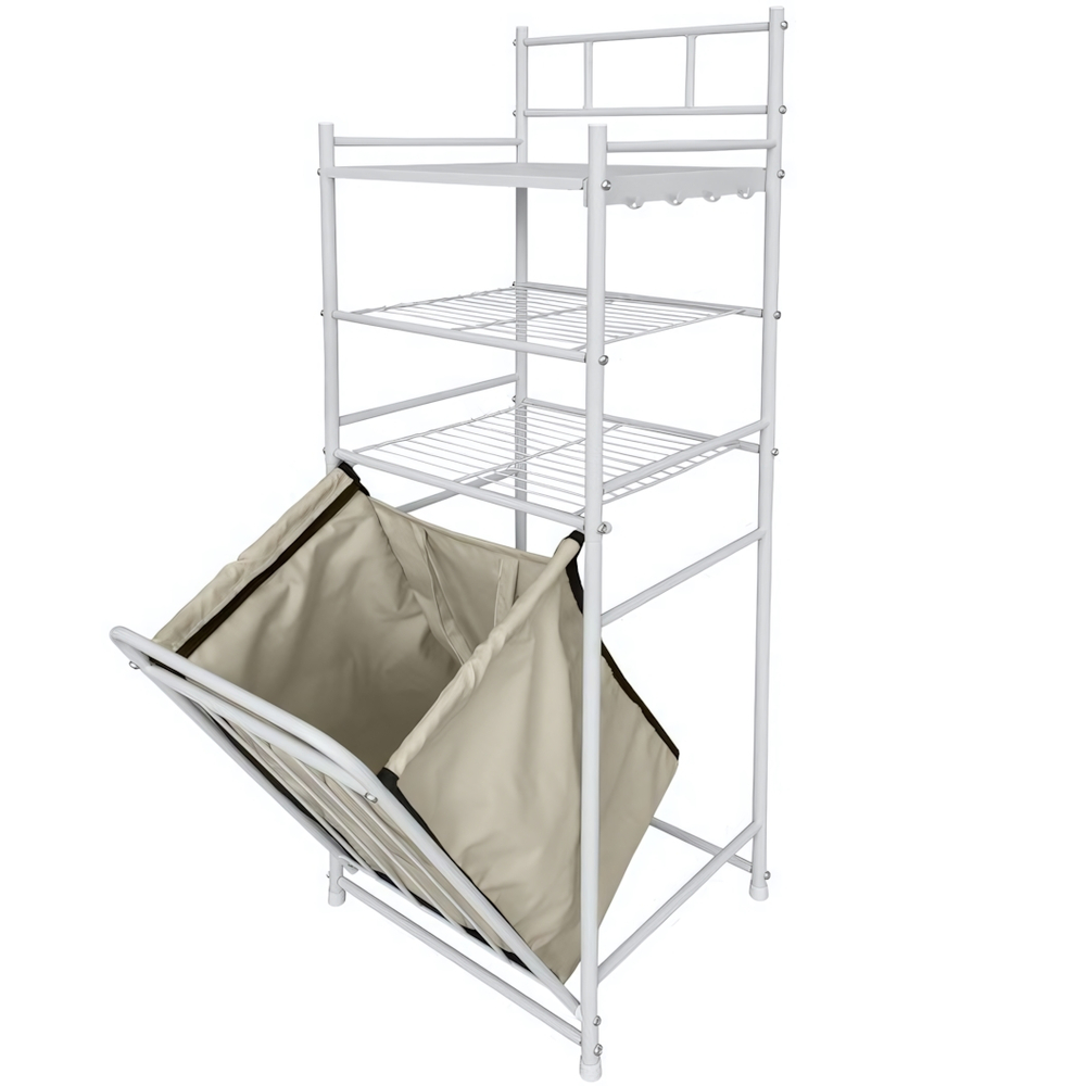 Стеллаж 3-х ярусный с выдвижной съемной корзиной 45л 380*350*1240 арт.СК21 цв.белый