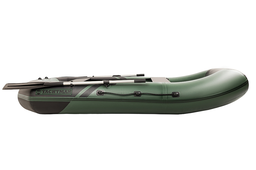 YACHTMAN-260 МНД НАДУВНОЕ ДНО (Яхтман) зеленый-черный (лодка ПВХ с усилением)