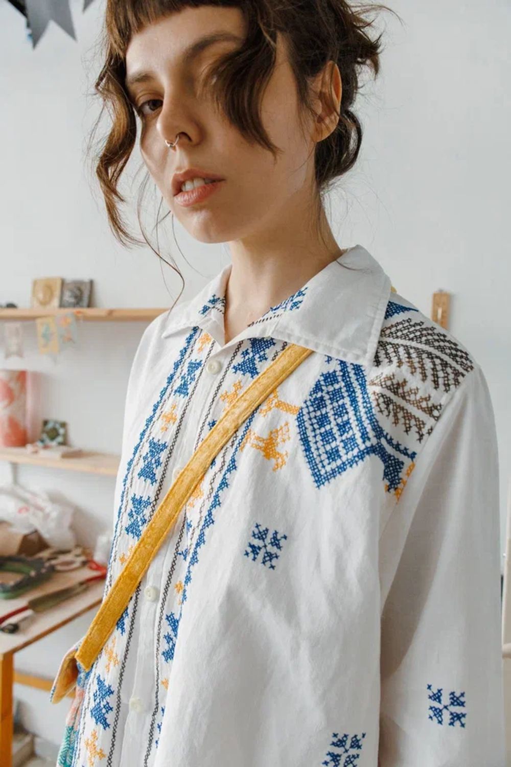 Рубашка Soeurs с птицами 2 белая