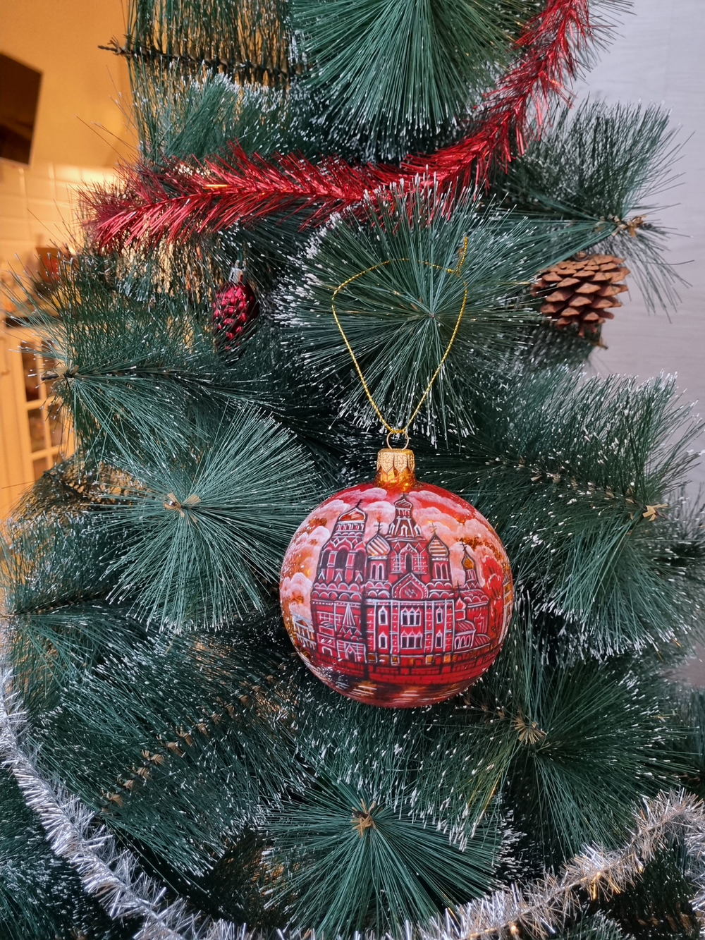 Шар стеклянный "Спас на крови",  ручная роспись