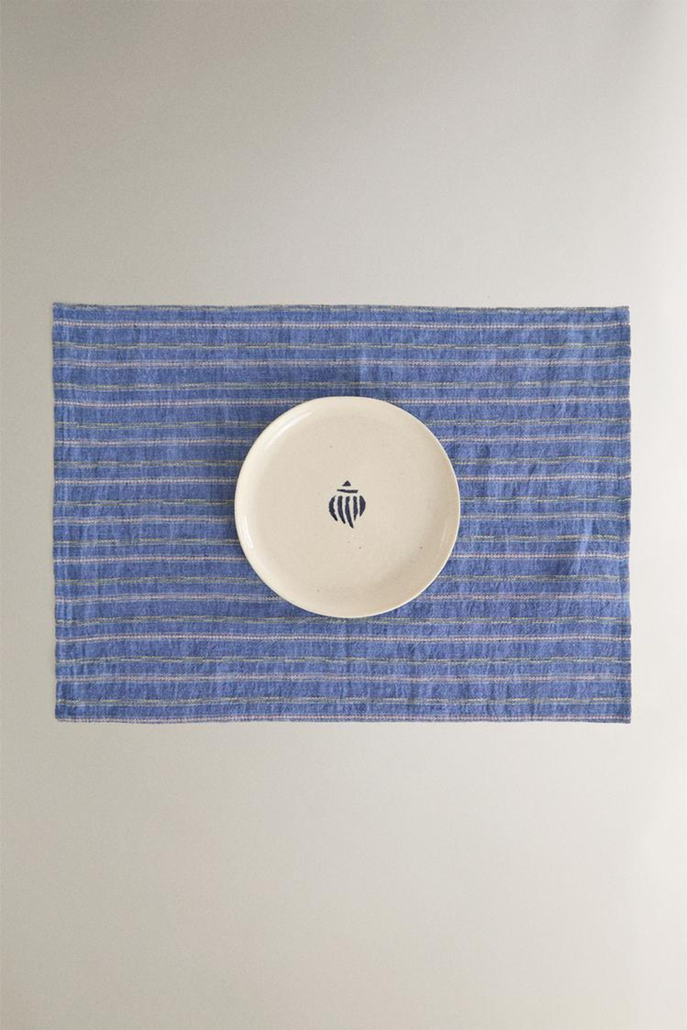 ZARA HOME ПОЛОСАТАЯ ЛЬНЯНАЯ САЛФЕТКА, СИНИЙ