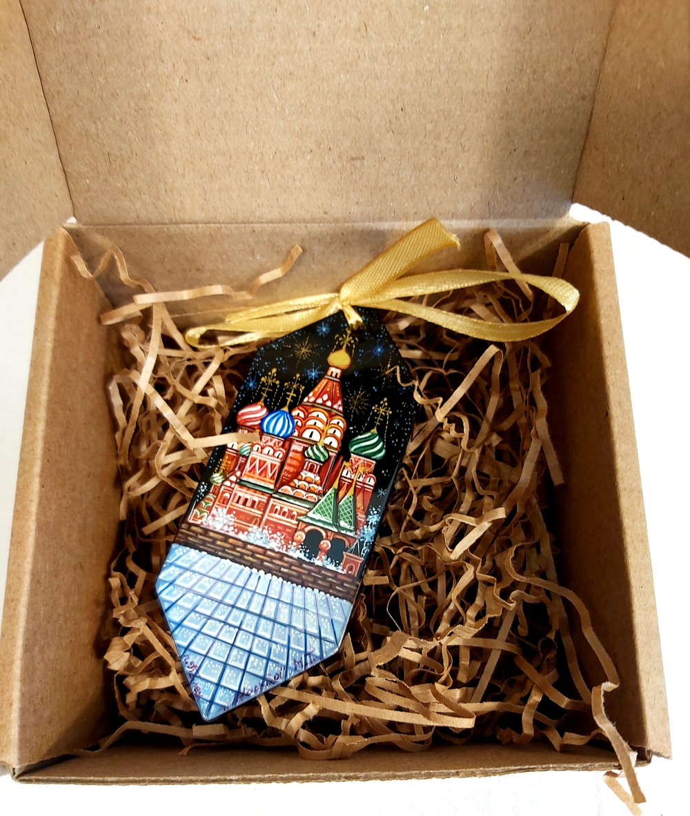 Ёлочная игрушка/сувенир "Конфета с росписью Палех "Москва"