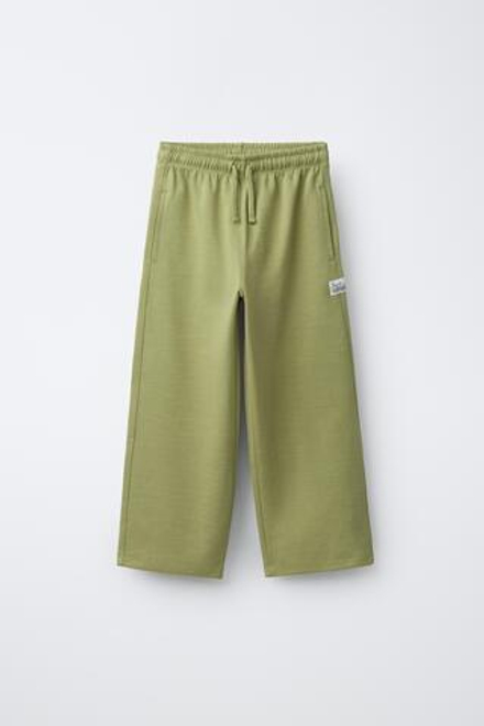 ZARA БРЮКИ STRAIGHT ИЗ МЯГКОЙ ТКАНИ INTERLOCK, ЛИНЯЛЫЙ ХАКИ