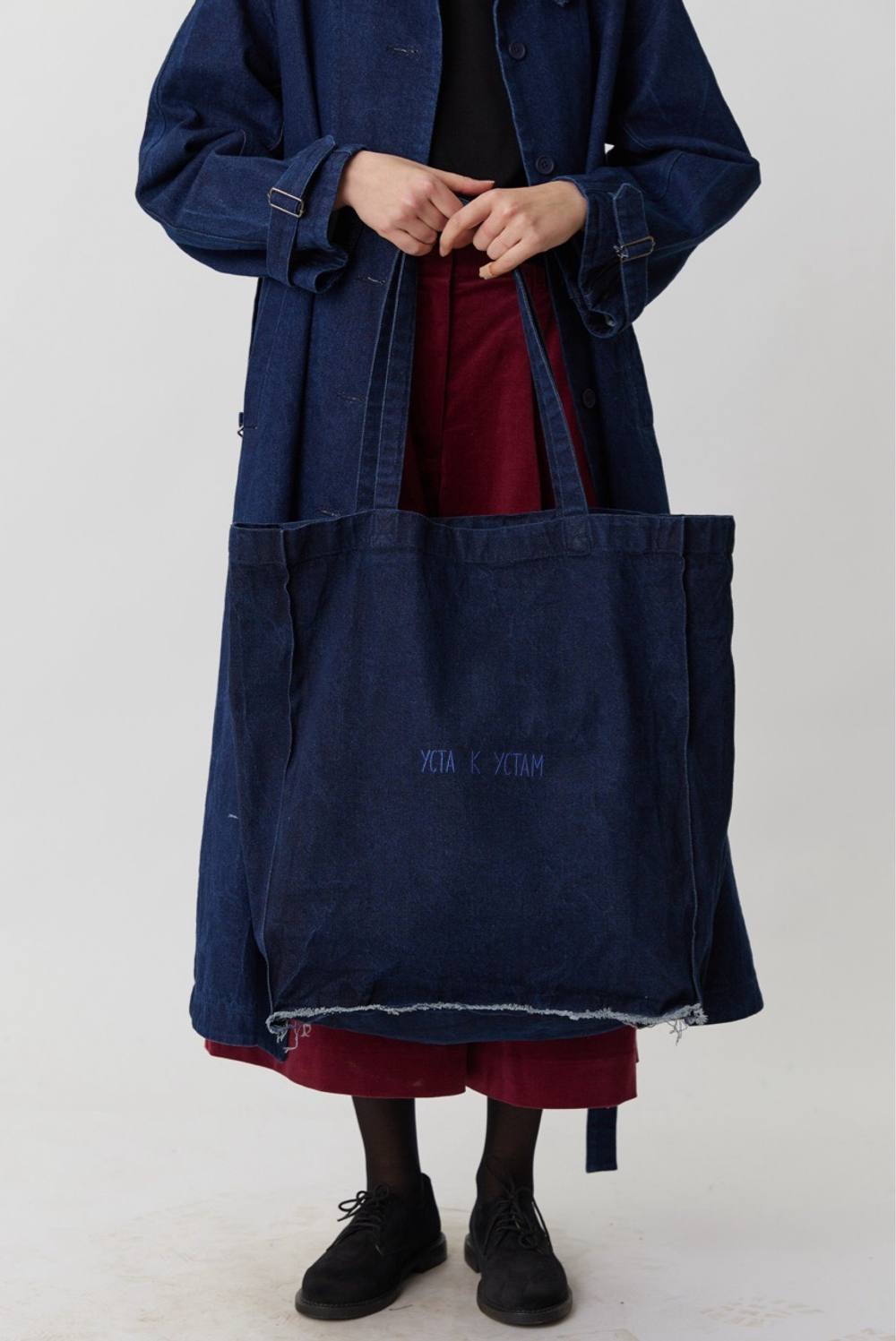 Шопер из синей вареной джинсы