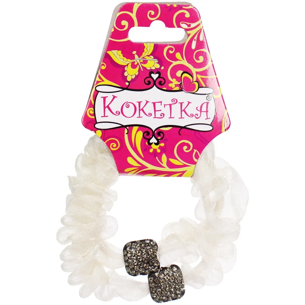 Резинки для волос 2шт «ФАНТЕЭГРО», золотые квадратики, цвет молочный, d-5.5см (Кокетка)