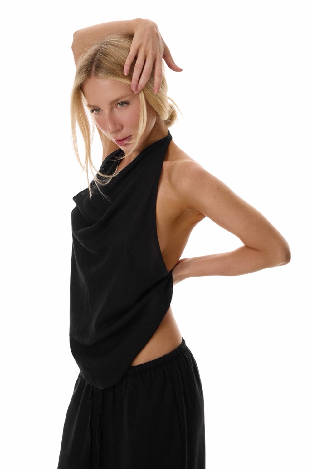 LINEN TOP BLACK ESME