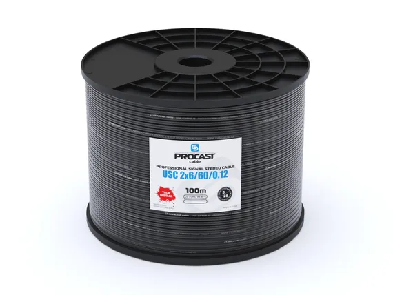 PROCAST cable USC 2*6/60/0,12 - профессиональный инсталляционный двухканальный (стерео) сигнальный кабель
