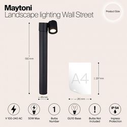 Наземный низкий светильник Maytoni Wall Street O010FL-01B