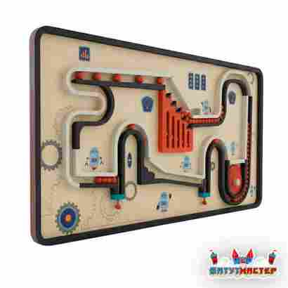 Детская интерактивная стена «Маршрут роботов», с шариковым лабиринтом