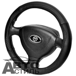 Оплетка на руль круглая Coolpart MAXIMAL (38*38) НАТУР КОЖА черный/черный FX09-BL-BL