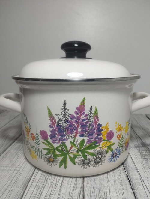 Кастрюля 3л цилин с рис Люпины с16124Жм