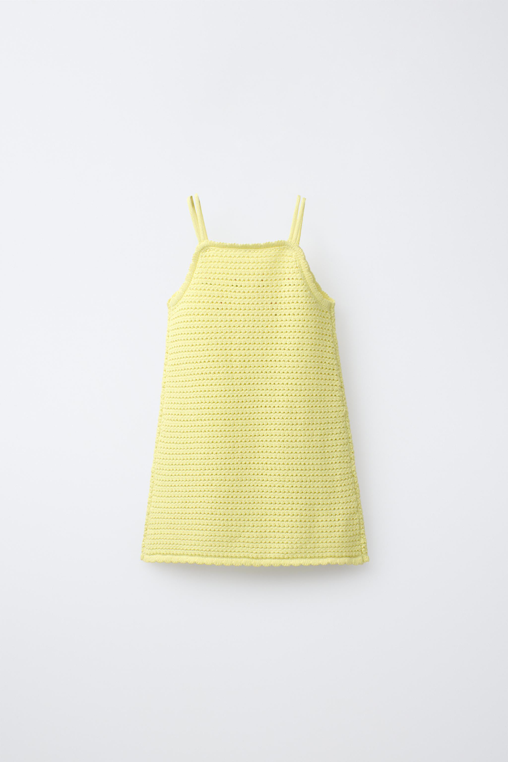 ZARA ТРИКОТАЖНОЕ ПЛАТЬЕ С ВЫШИТЫМИ ЦВЕТАМИ, ЛАЙМОВЫЙ