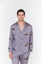 Шелковый мужской костюм с борзыми серебро 50 -52 L