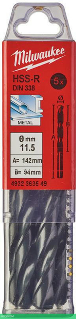 Сверло по металлу Milwaukee HSS-R 11.5мм 5шт (4932363549)