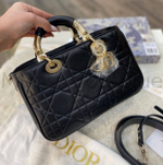 Черная кожаная сумка Dior Lady 95.22 премиум класса