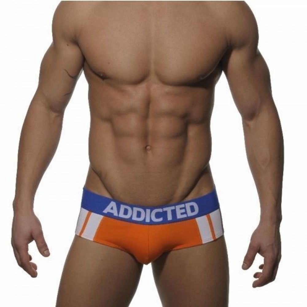 Мужские трусы брифы оранжевые Addicted orange sportive stripes brief