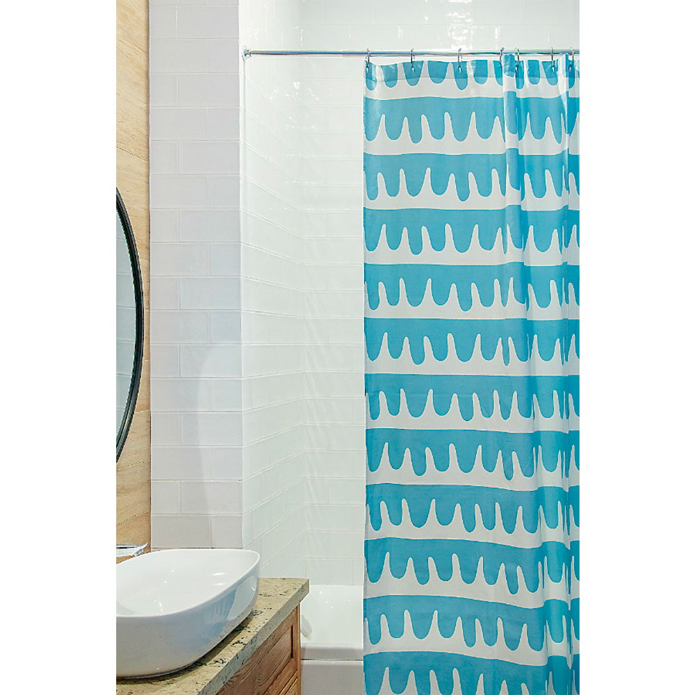 Штора для ванной Popple голубого цвета Cuts&Pieces 180х200 см