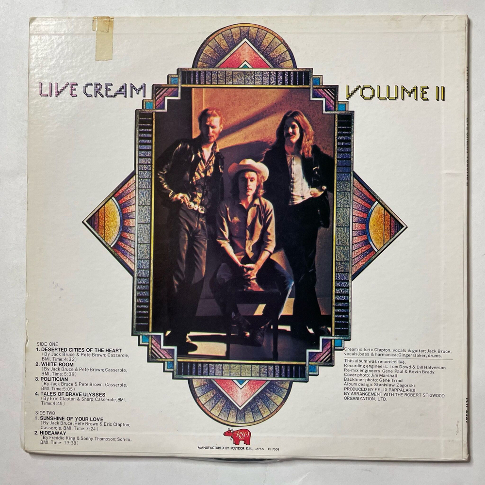 Винтажная виниловая пластинка LP Live Cream Volume II (Japan 1975) (No Obi) White Room