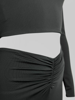 Костюм 2660 из укороченного лонгслива с квадратным вырезом и удлиненной юбки