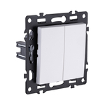 Выключатель 2-клавишный проходной 10А/250В, белый Kollinger Asthetik AS-005WH