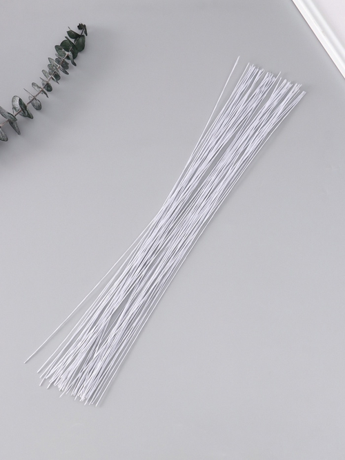 Проволока для изготовления искусственных цветов "Белая" длина 40 см сечение 0,07 см набор 50 шт
