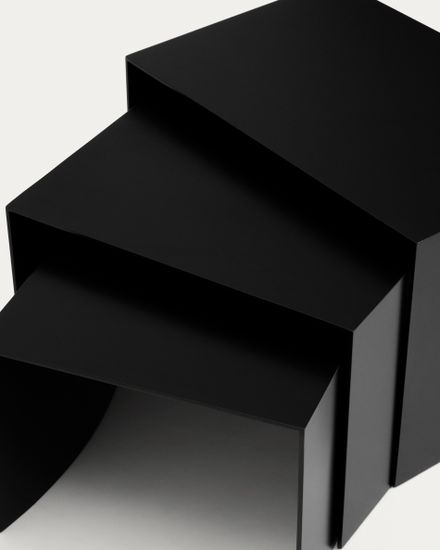 Набор из 3-х черных столиков Litto из МДФ,  60 x 40 / 51 x 36 / 42 x 31 см