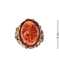 AM-2427 Кольцо «Винтажное» (латунь, янтарь)