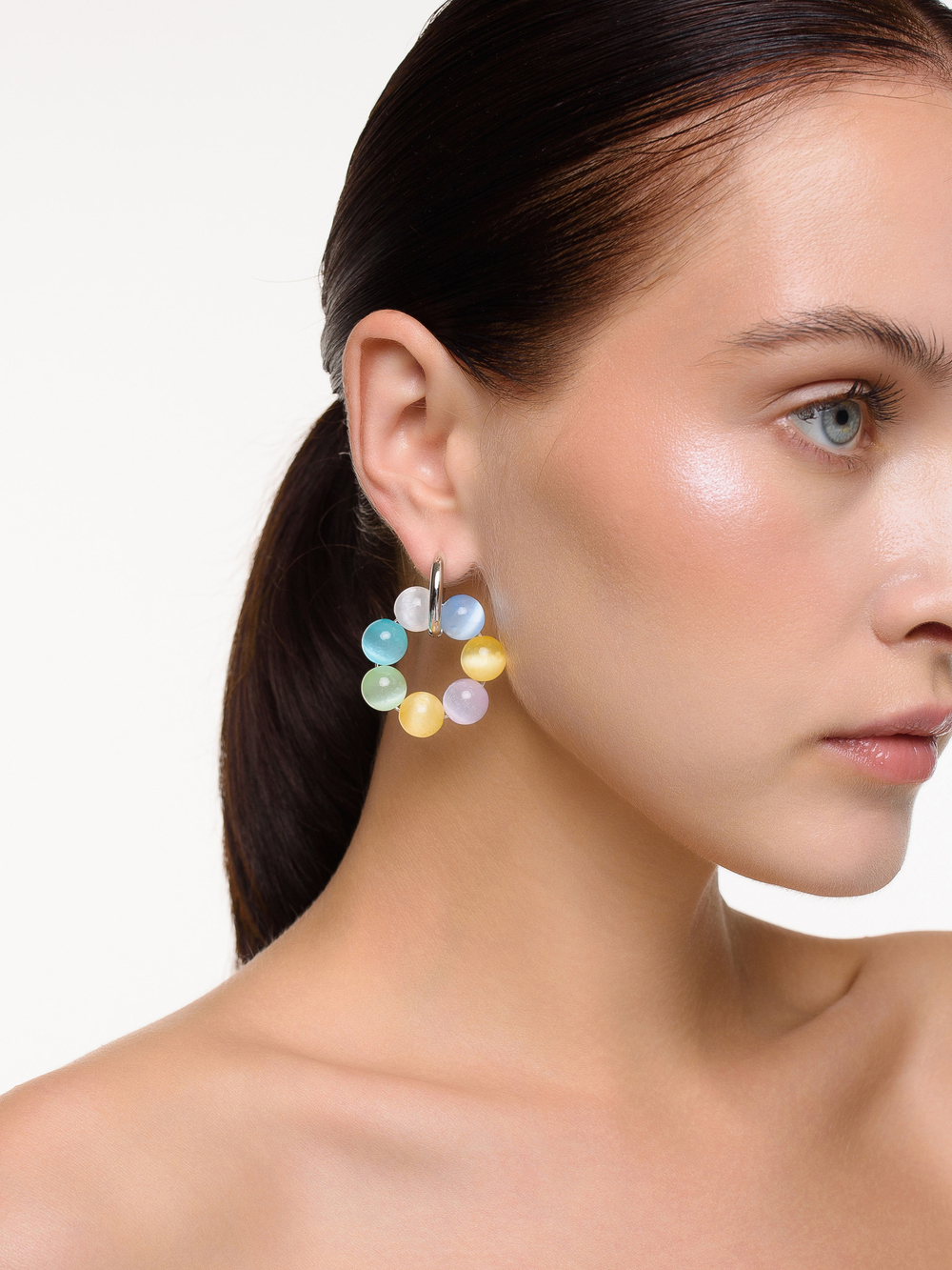 Серьги "Wheel" из селенита Silver