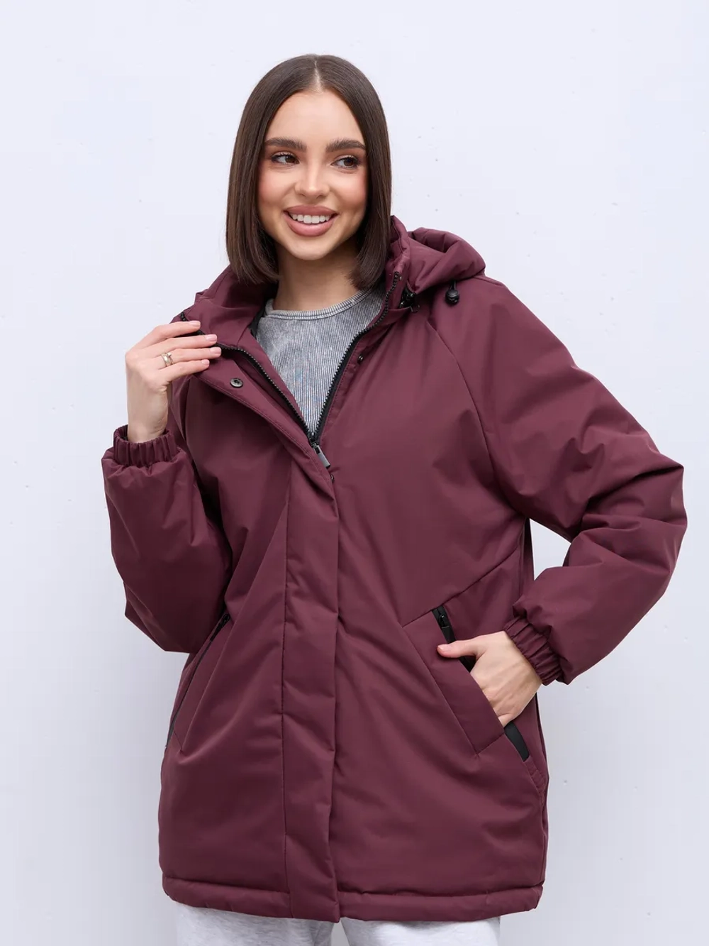 Куртка весенняя удлиненная с капюшоном