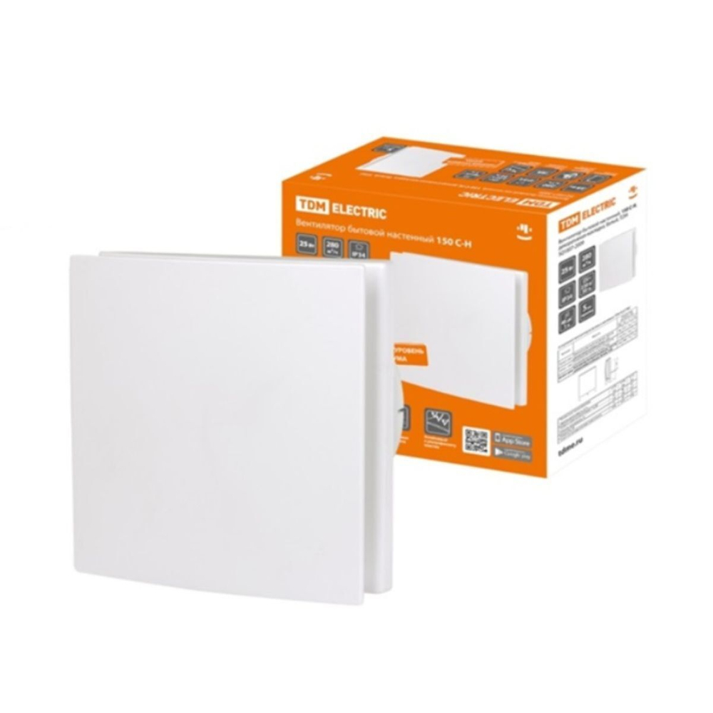 Вентилятор вытяжной настен, TDM, d150 мм, 25 Вт, 280 м3/ч, бел, 150 С-Н, SQ1807-2009