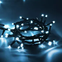 Светодиодная нить 200 холодных белых LED ламп, 20 м., 220В, 8 режимов, зеленый провод, Vegas (55069)