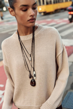 ZARA НАБОР ИЗ 4 ОЖЕРЕЛИЙ, КОРИЧНЕВЫЙ